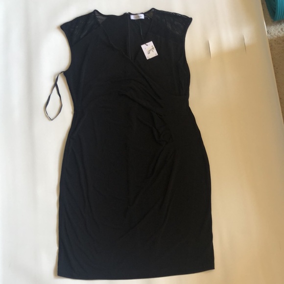 Calvin Klein Mesh Cap-Sleeve Cross-Front Dress - Picture 5 of 5